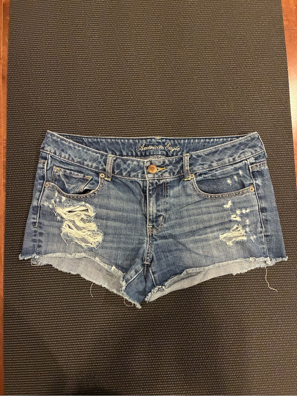 American Eagle Outfitters Distressed Denim Jean Shorts - Blue